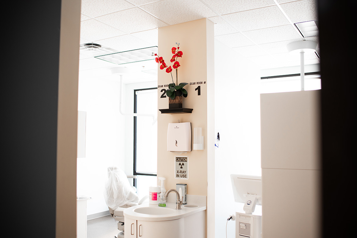 Bright reception area at Carolina Roots Dental