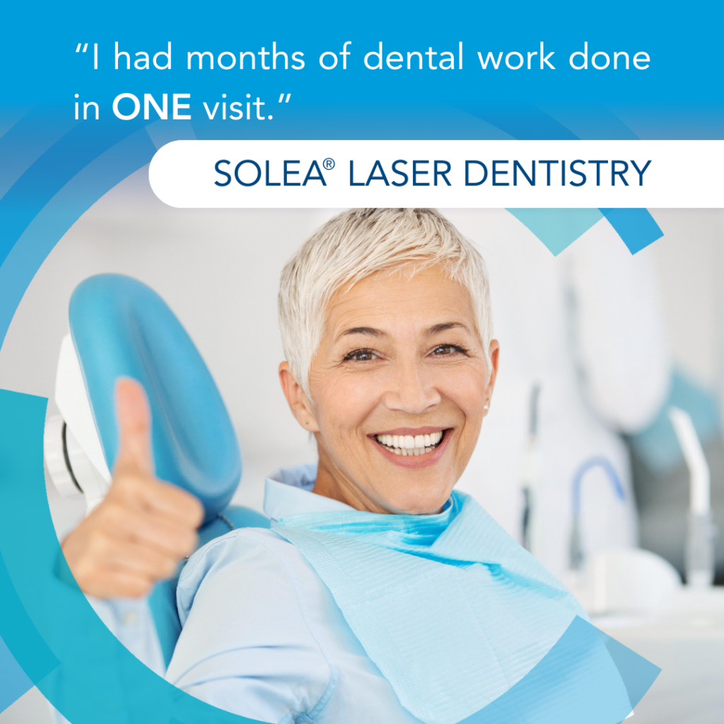 Solea laser dentistry graphic reading Months of dental work in one visit